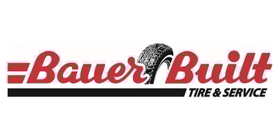 Red and Black Bauer Built Tire Tire & Service logo