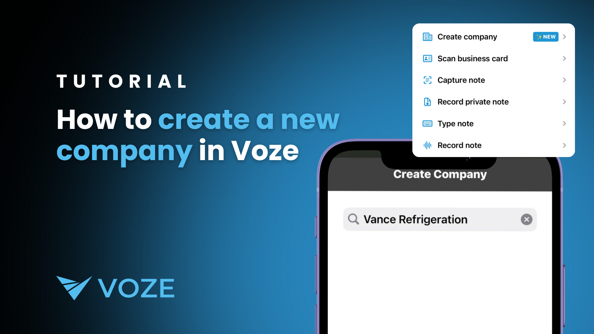 How To Create A Company In Voze On Your Mobile Phone