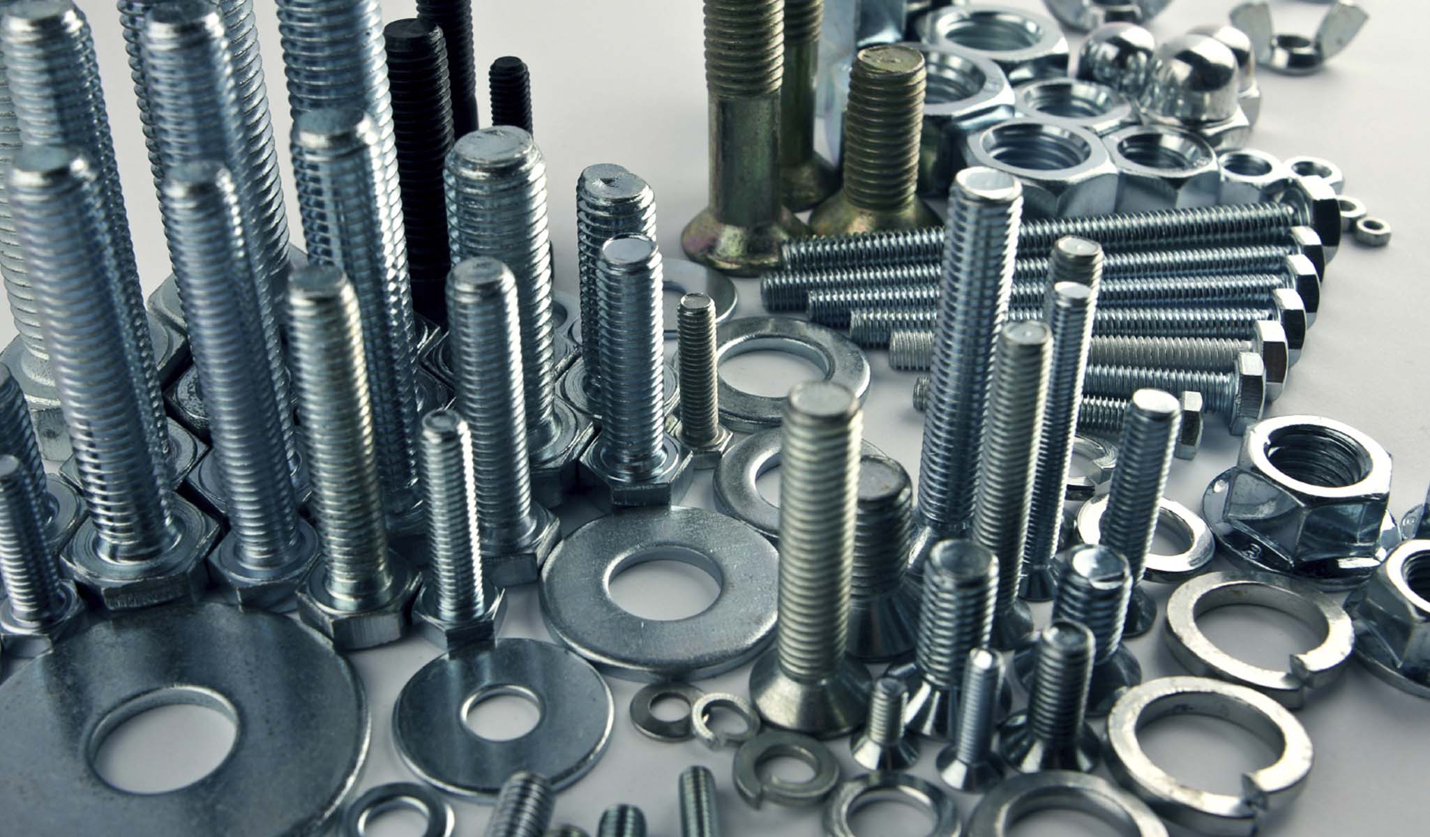 Assortment of industrial bolts and fasteners